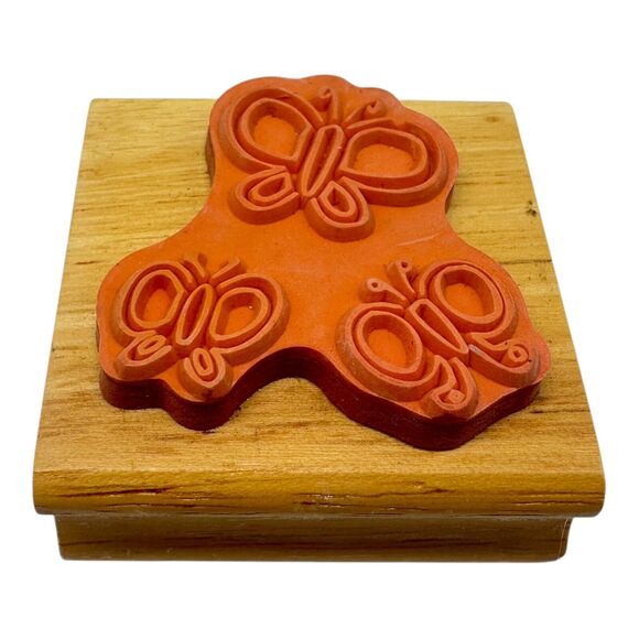 Butterflies Wood Mounted Rubber Stamp STPX4008 Canadian Maple Collections - Picture 4 of 5